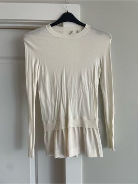 Ted Baker Cream Layered Hem Long-Sleeve Top